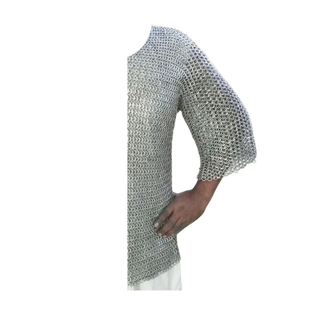 Custom Design riveted solid ring chainmail aluminum haubergeon for movie serial drama play role Largest Manufacture Company