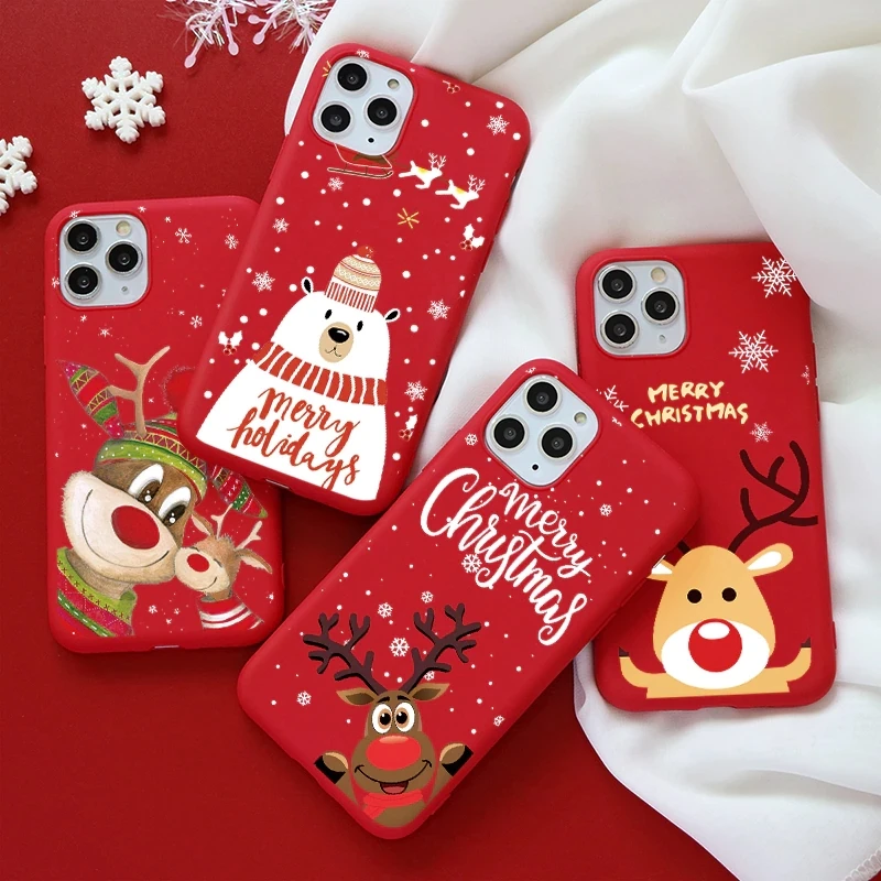 Christmas pattern design shockproof mobile phone cover cute 3d Soft TPU  phone case for iphone 13 pro max 12 mini
