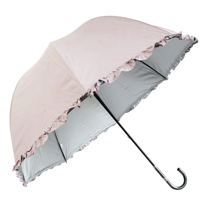 Sunny rain umbrella Cute dome-shaped  back side with silver coating hem with frills UV cut rate 99% UPF50 + | made to order