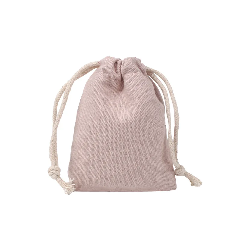 Wholesale Eco Friendly Small Pouch Printing Jewelry Pink Polyester Canvas Cotton Drawstring Bag With Custom Logo