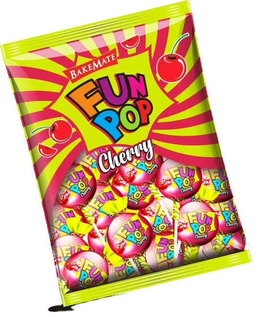 Sugar Coated hard candy Lollipops 10g individually wrapped BakeMate Center filling Jar at best price