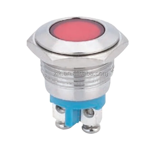  IN92 22mm green LED metal pilot lamp flat round indicator