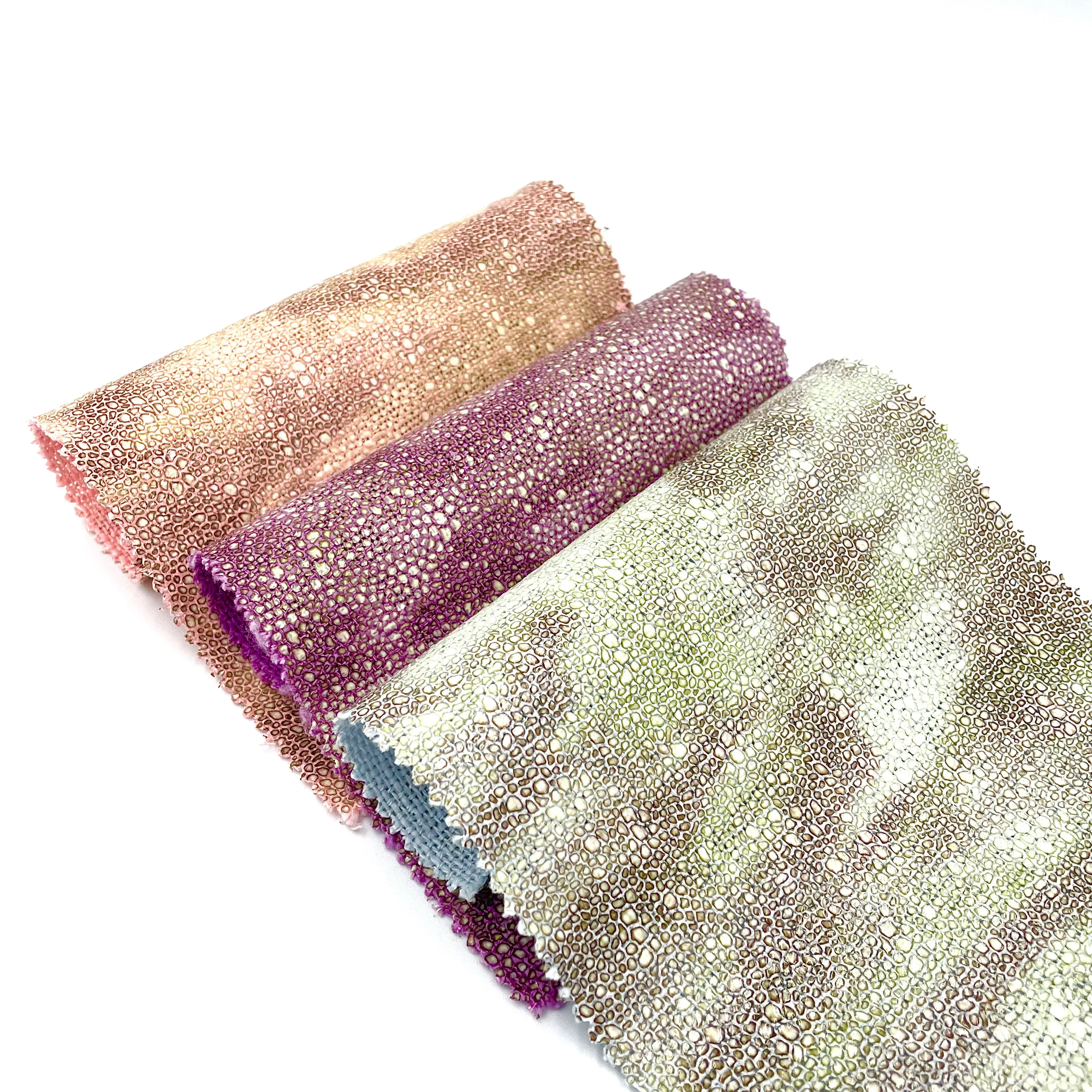 EPO High Quality Cotton Linen Fabric with Laser Transferred Pearl Fish Design for Curtains