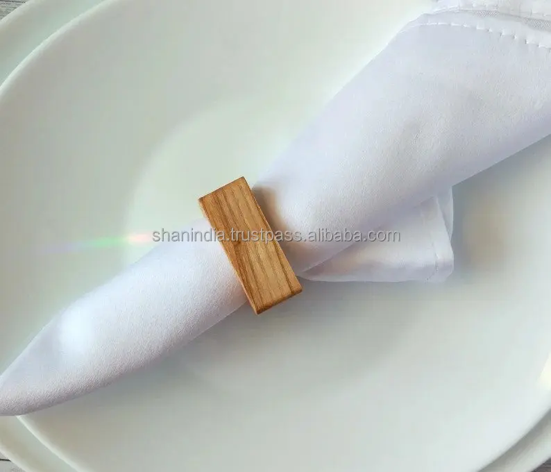 Square Natural Handmade Napkin Holder promotional gifts wood round craft party tableware decor wooden napkin rings Napkin holder