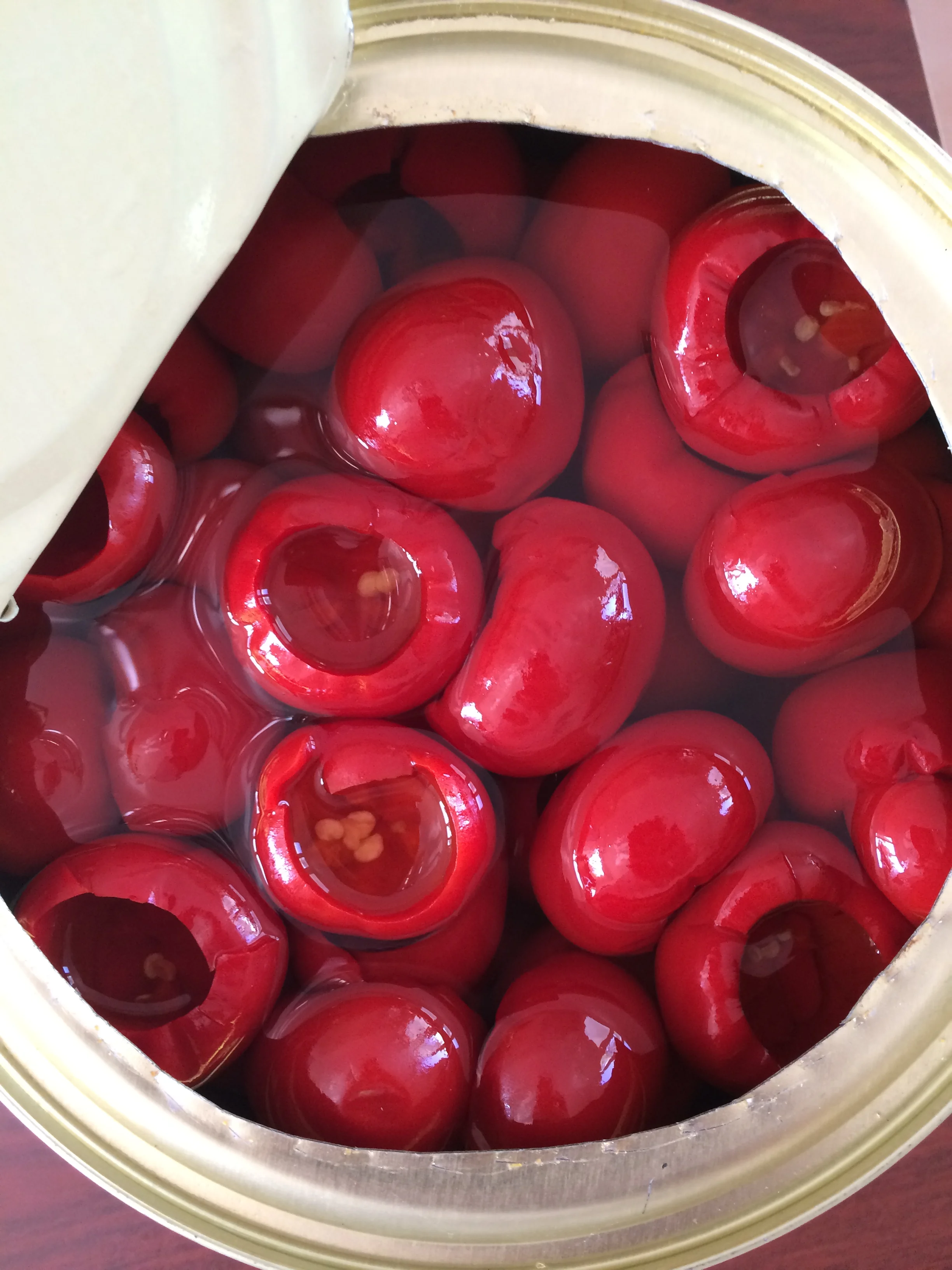 Cored Red Cherry Peppers in Sugar Syrup
