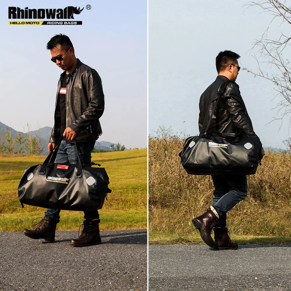 Rhinowalk Custom  Logo 65L Waterproof Motorcycle Bag Motorbike Duffle Rear Bag saddle duffel tail bag for motorcycle