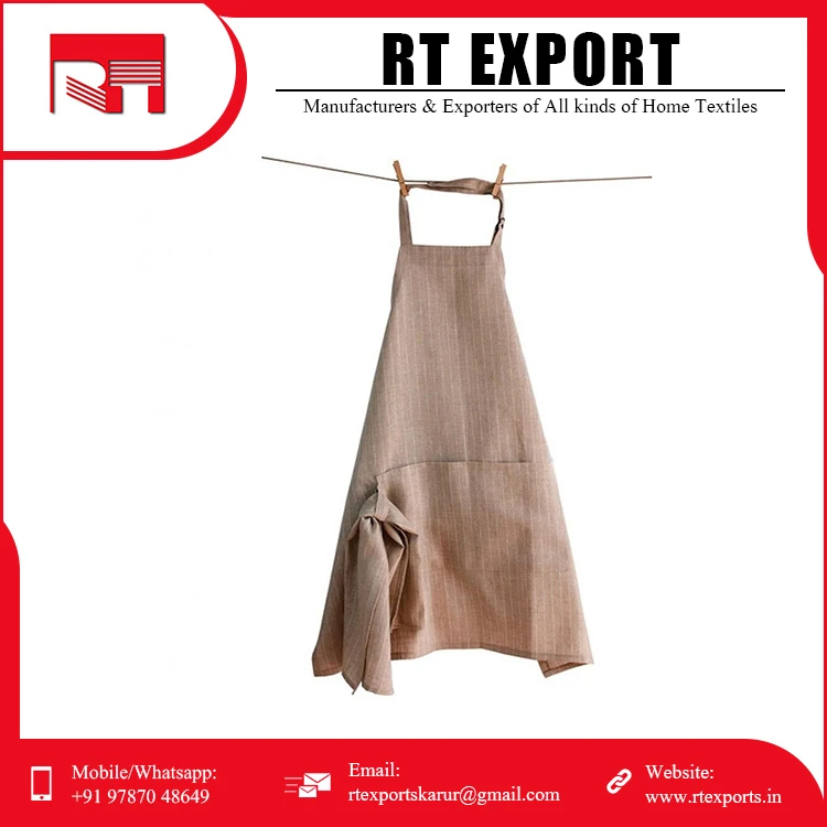 Wholesale Price Top Quality Custom Design Cotton Linen Unique Print Cooking Kitchen Apron with Pockets