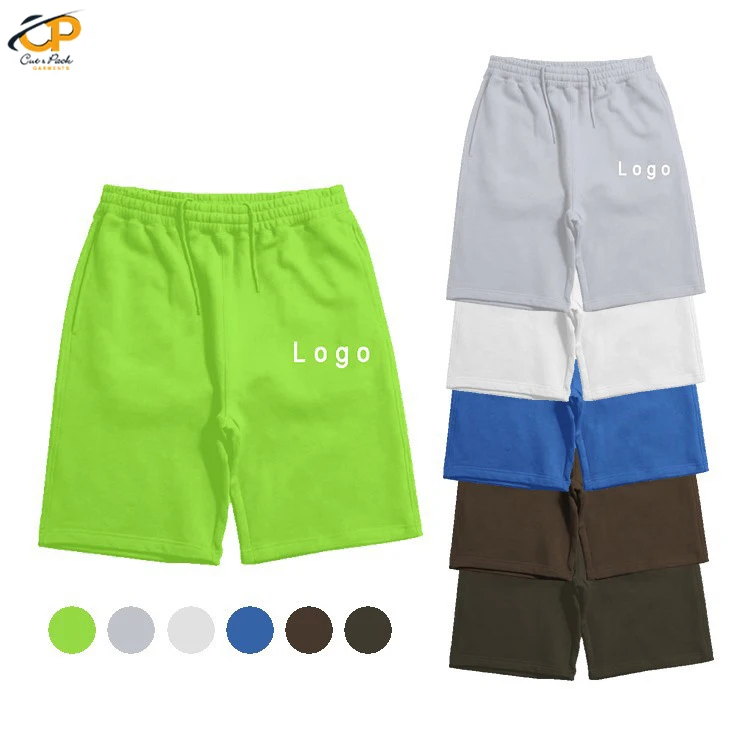 Men Custom Pants Cotton Wholesale Mens Drawstring Jogger Knitted Bulk Logo Short Grey fleece Sweat Shorts