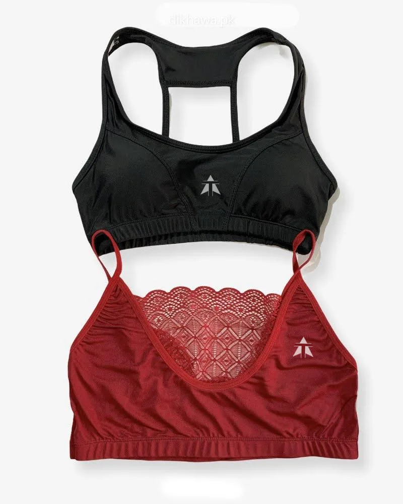 
PACK OF 2 - GIRLS, WOMEN SPORTS NON PADDED BRA LADIES JOGGING BRA IMPORTED STOCKLOT BRANDED SPORTS BRA 