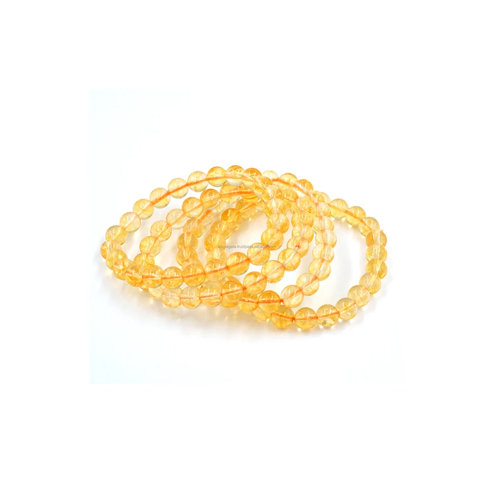Best Selling Natural Brazil Lemon Citrine Gemstone Beaded Bracelet Best Price Offered Crystal Material Bracelet