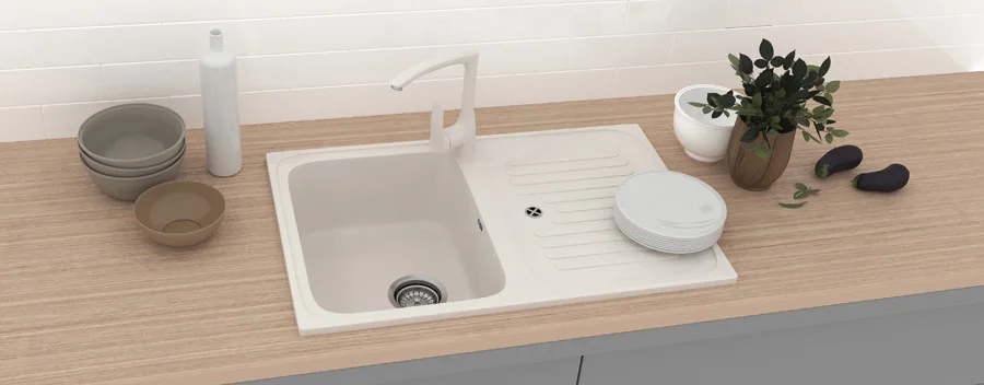 Composite reversible one-section kitchen sink ULGRAN U-502