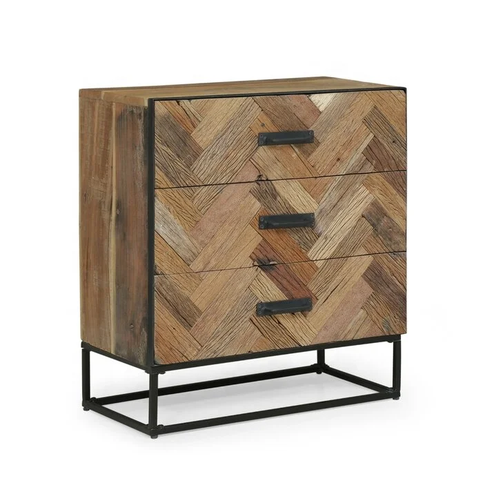 
Industrial Chest of 3 Drawers Cabinet Sideboard Indian Jodhpur Accent Rustic Old Wood Cabinet Living Room Antique Curio Cabinet 