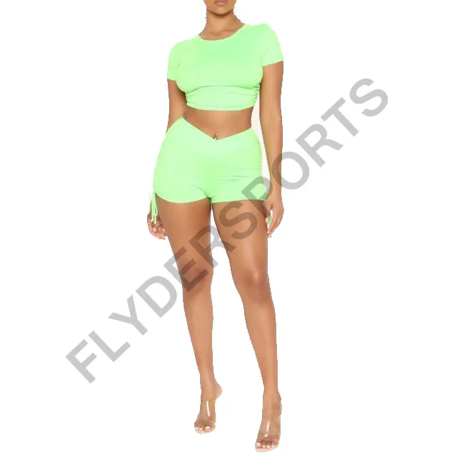 2022 Women Casual Clothing Two Piece Sets With Shorts Causal 100 Cotton Crop Top Biker Shorts Sets For Women