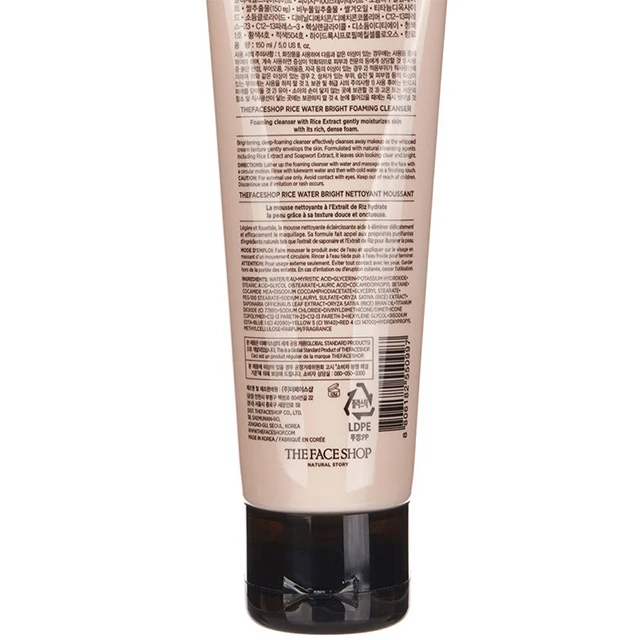 Face wash cleanserTHE FACE SHOP Rice Water Bright Cleansing Foam Skin care Korean cosmetic