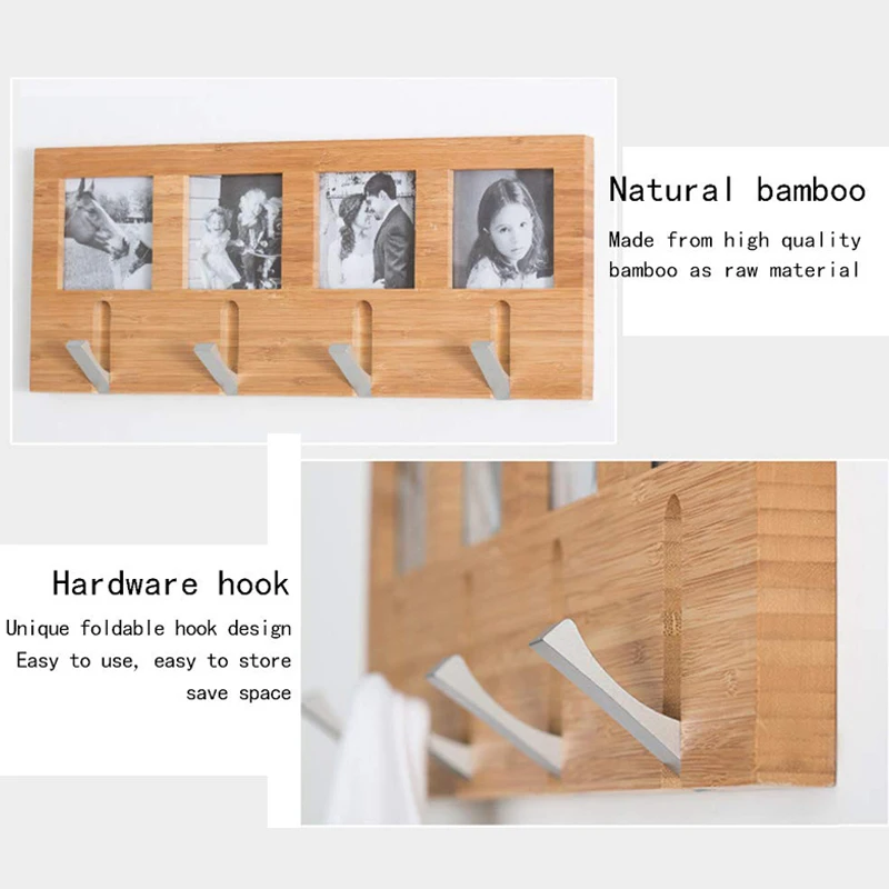 Amazon sells Home Decorative Wall-mounted Bamboo Wood hanger With 4 Sliver