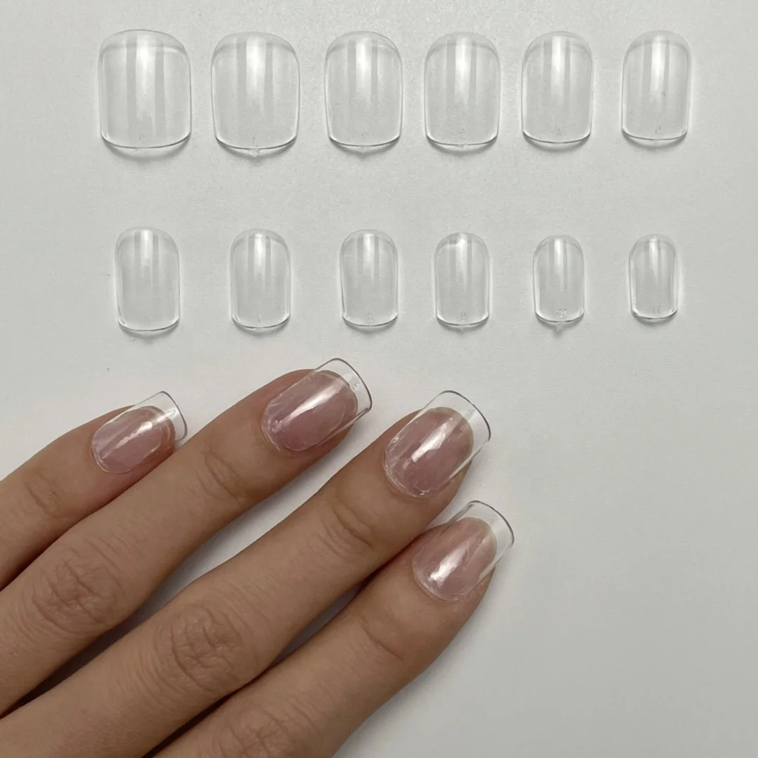 500pcs/Box False Nails Clear Flattened Square Nail Tips Full Cover Short Square High Quality XL Square Nail Tips No C Curve