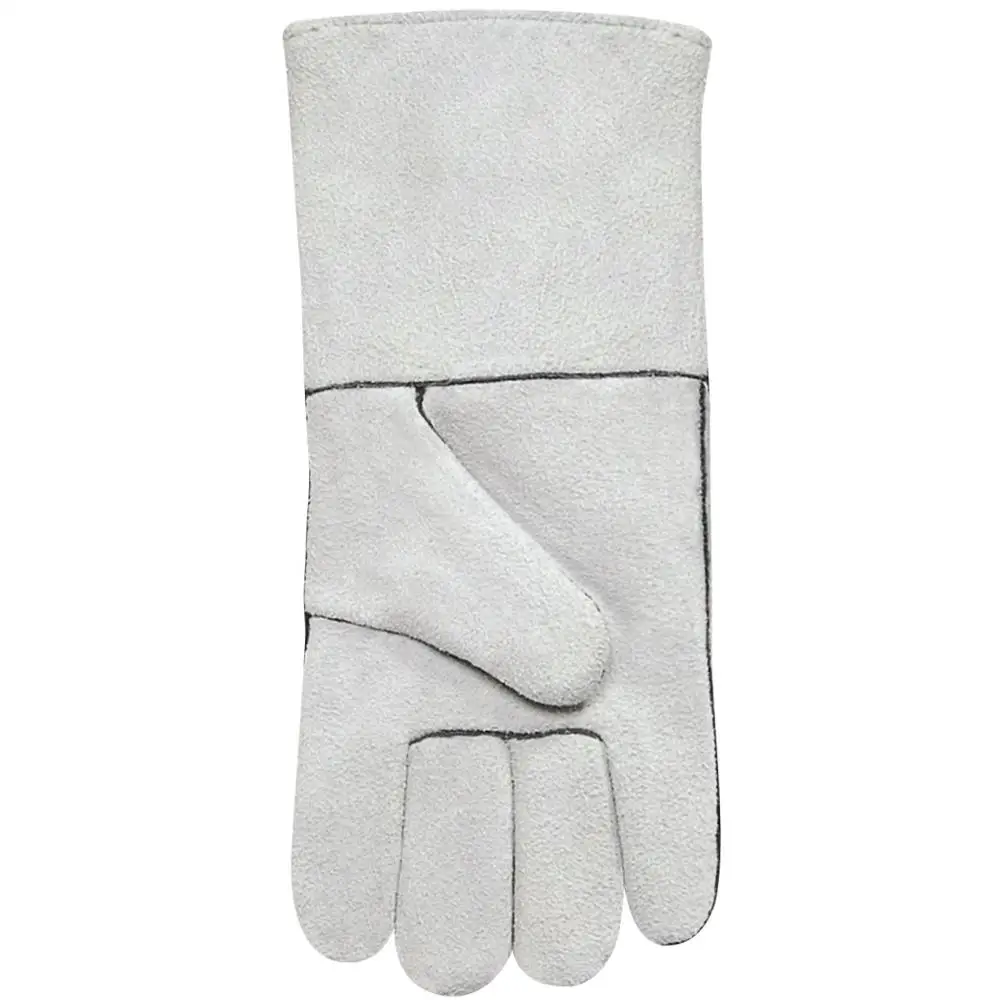 Coated Industrial Long Leather Welding Gloves Working Safety Gloves with Heat Resistance Cow Split Leather Material