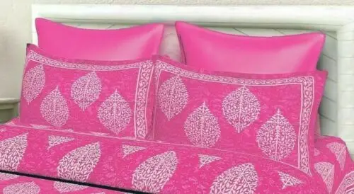 Handmade Floral Print Cotton Double Bed Sheet with 2 Pillow Covers High Classical Finishing Handmade Bed Sheet