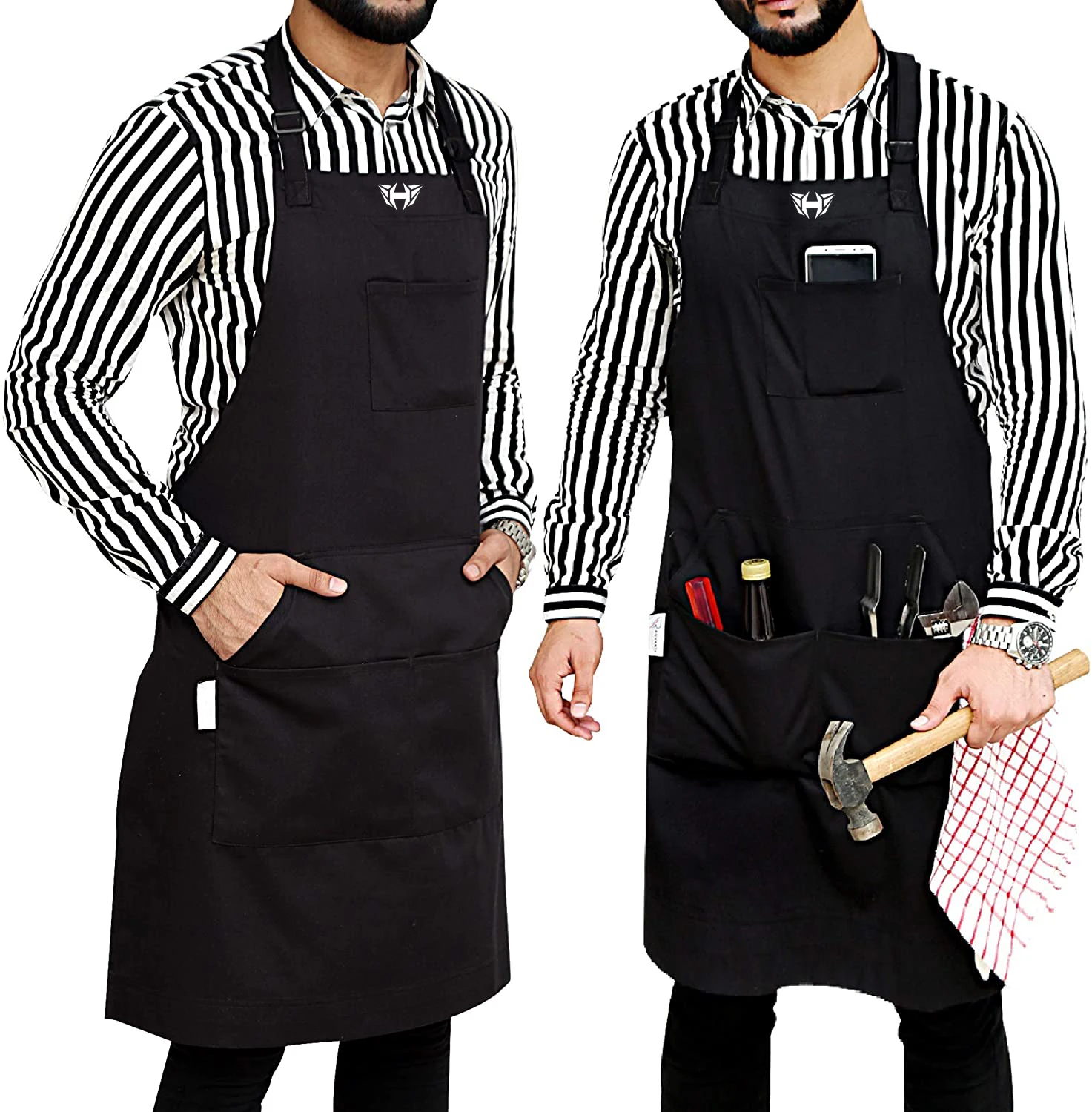 
Professional Grade Durable Extra Large XXL Black Aprons for Multi Purpose Use Linen Fabric Kitchen Apron Women 