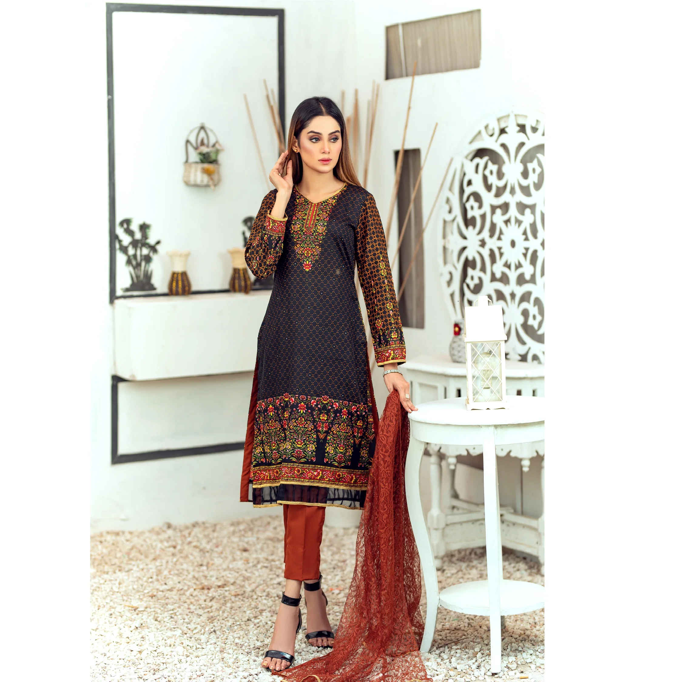 High Quality Ladies 3 piece Shirt Dupatta Trouser Unstitched formal suit 1 X16  Premium Quality Packaging VOL 15