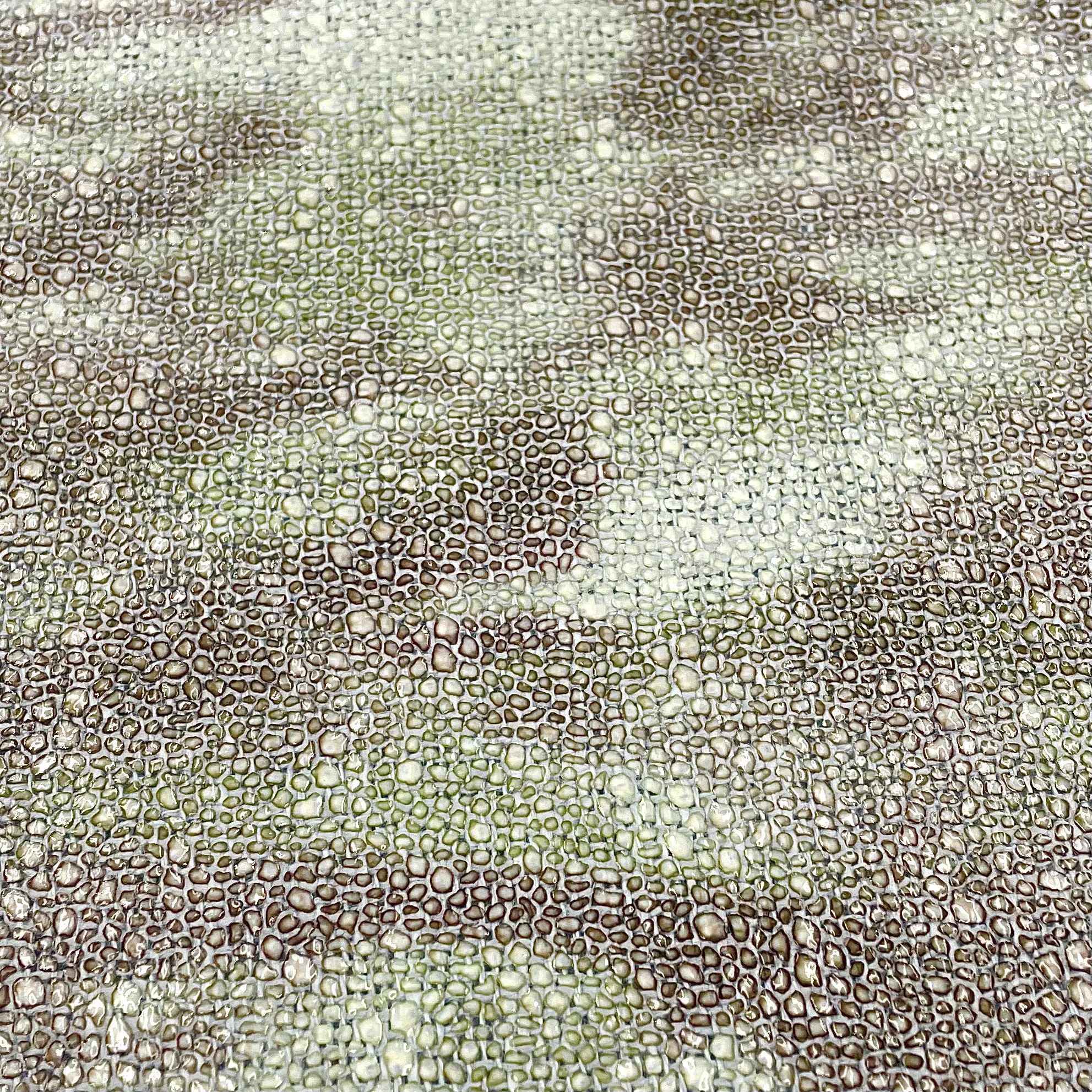 EPO High Quality Flax Linen Fabric with Laser Transferred Pearl Fish Design for Upholstery