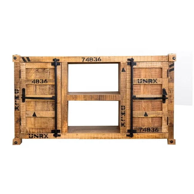 roots solid mango wood tv cabinet 2022 container style wooden tv cabinet