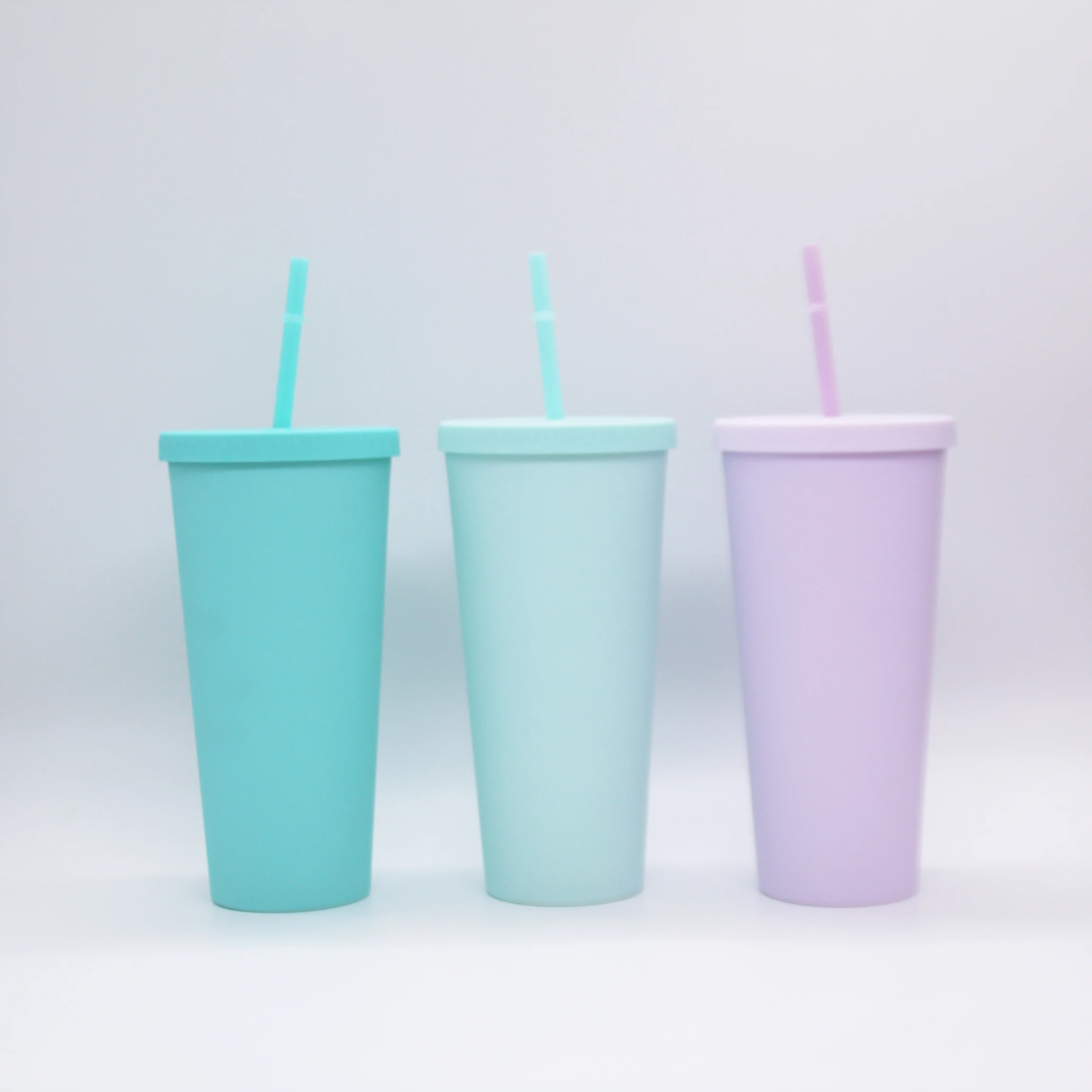 Pastel Colored Acrylic Cups With Lids And Straws Double Wall Matte Plastic Bulk Tumblers Assorted Plastic Tumbler Drinking Cup