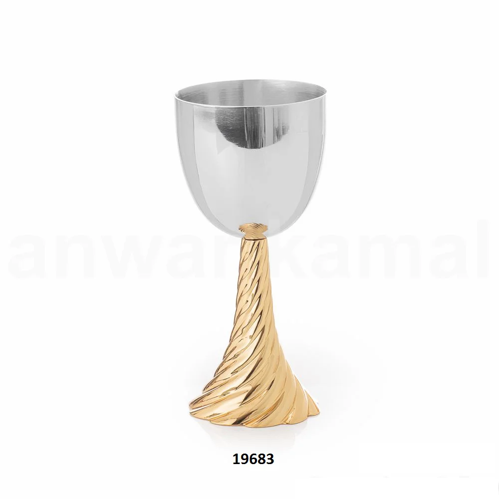 High Quality Unique Design Custom stainless steel  Kiddush cup metal goblet wine glass With Plating