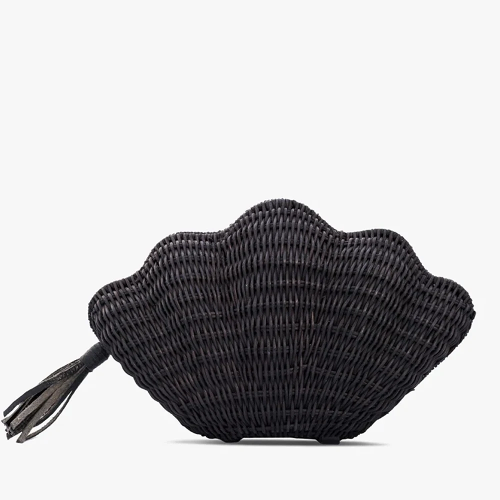 Rattan Clutch Bag shape of sea, rattan beach bag new trend 2021 handmade in Vietnam