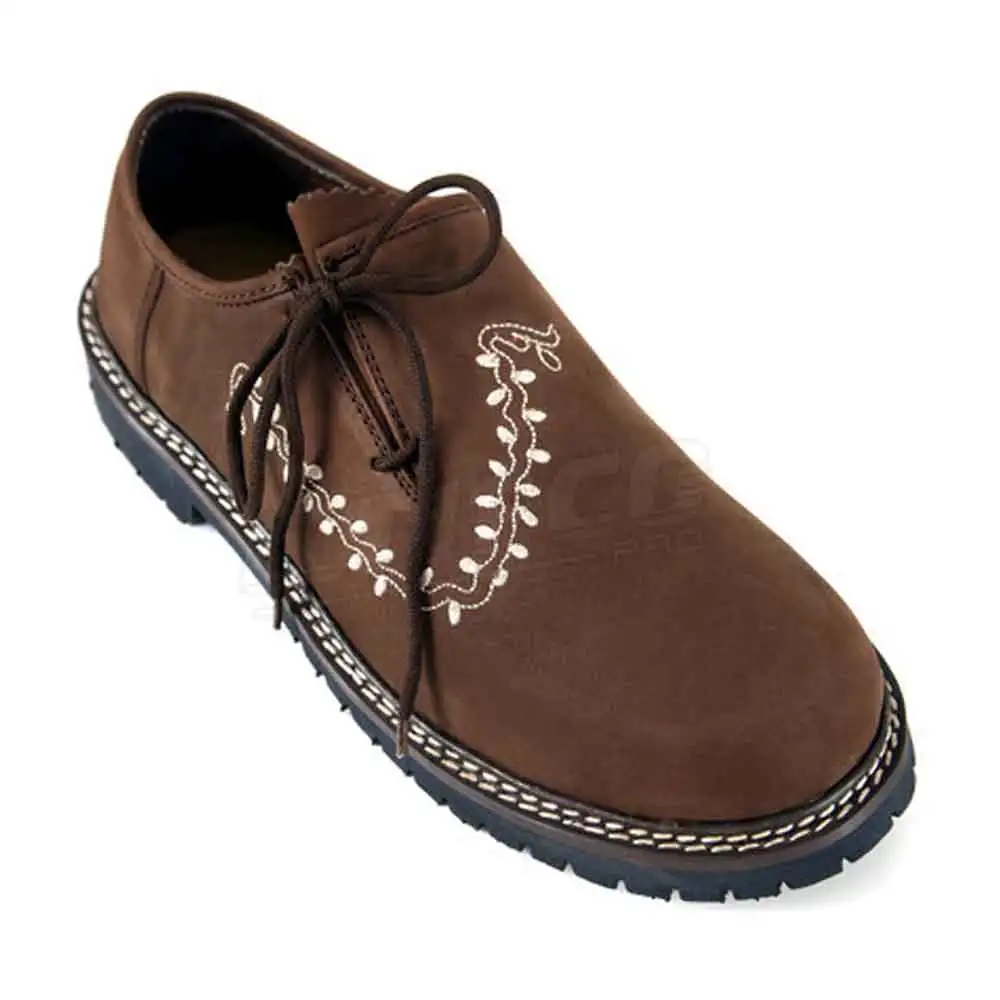 Latest Dark Brown Leather Bavarian Shoes For Men