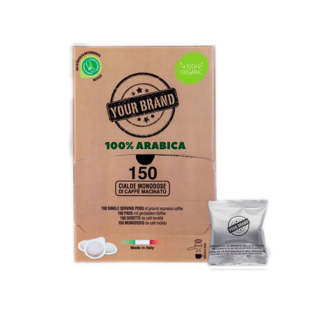 Private label organic premium quality 100% Arabica bio ground coffee ESE pods 44 mm 150 pcs