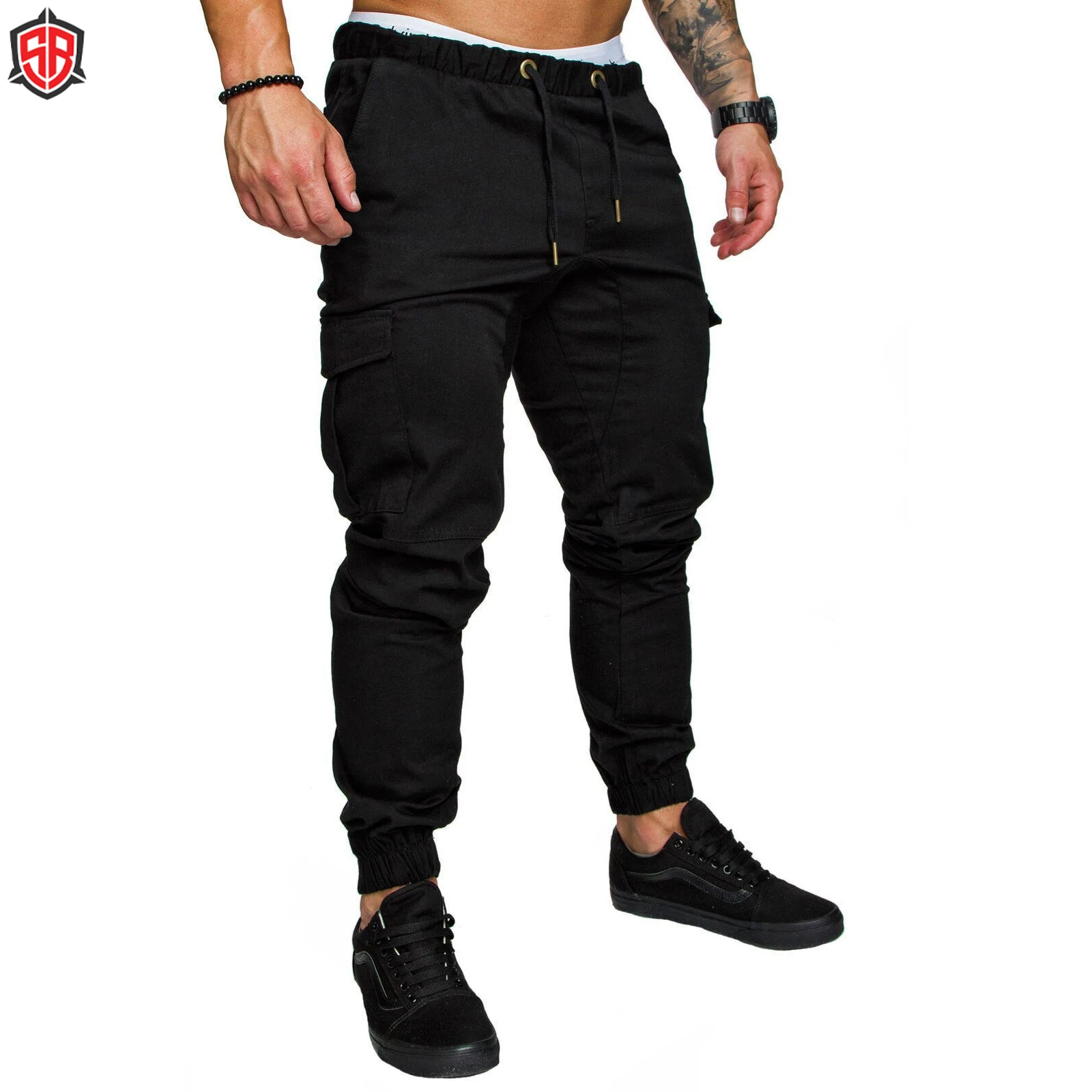 Брюки-карго мужские с эластичным поясом повседневные джоггеры на шнуровке спортивные штаны в стиле хип-хоп весна-осень