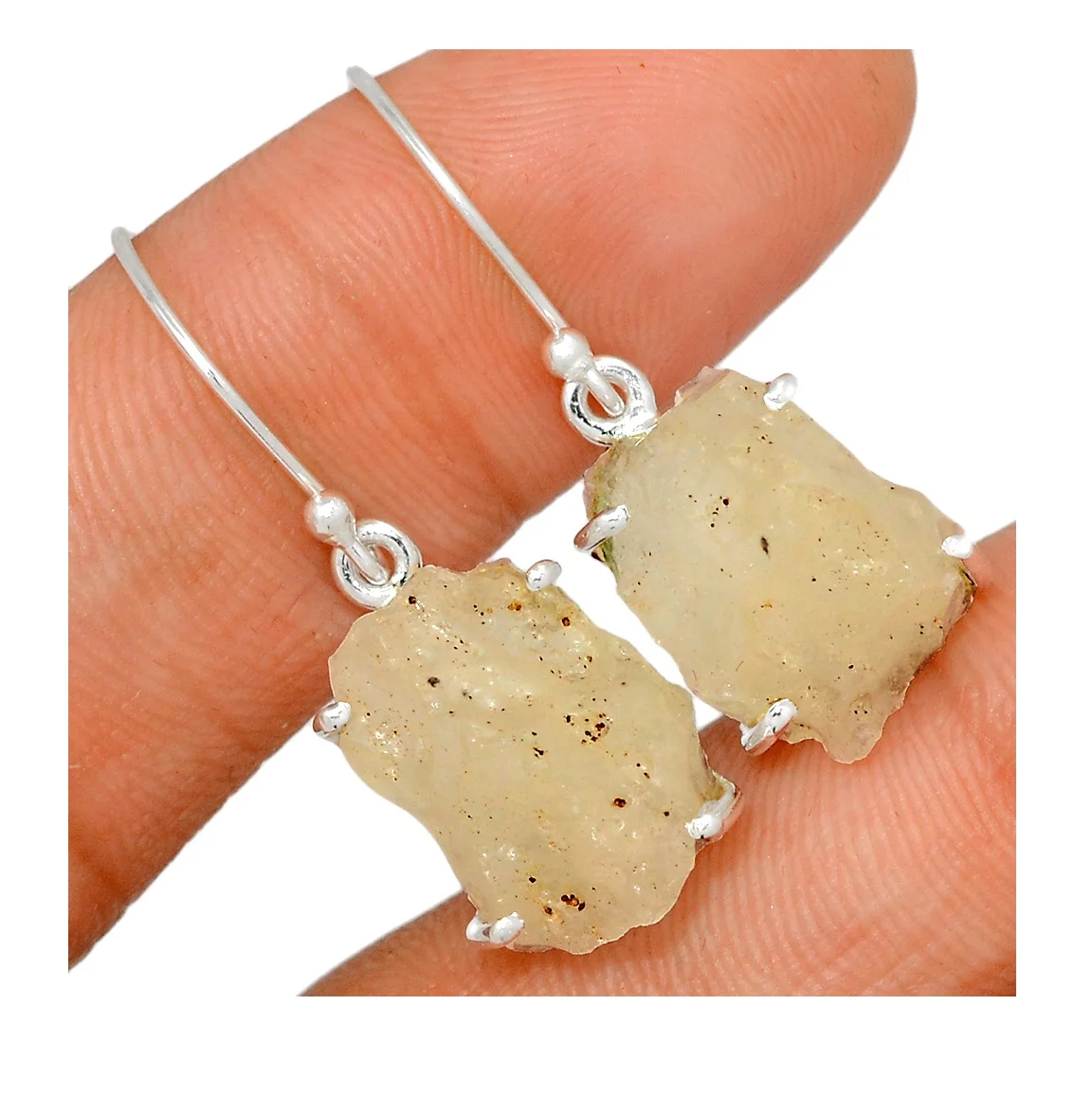 Серьги-кольца из стерлингового серебра женские серьги с серебряным покрытием и Индийским ливийским пустынным стеклом массивные от индийского продавца