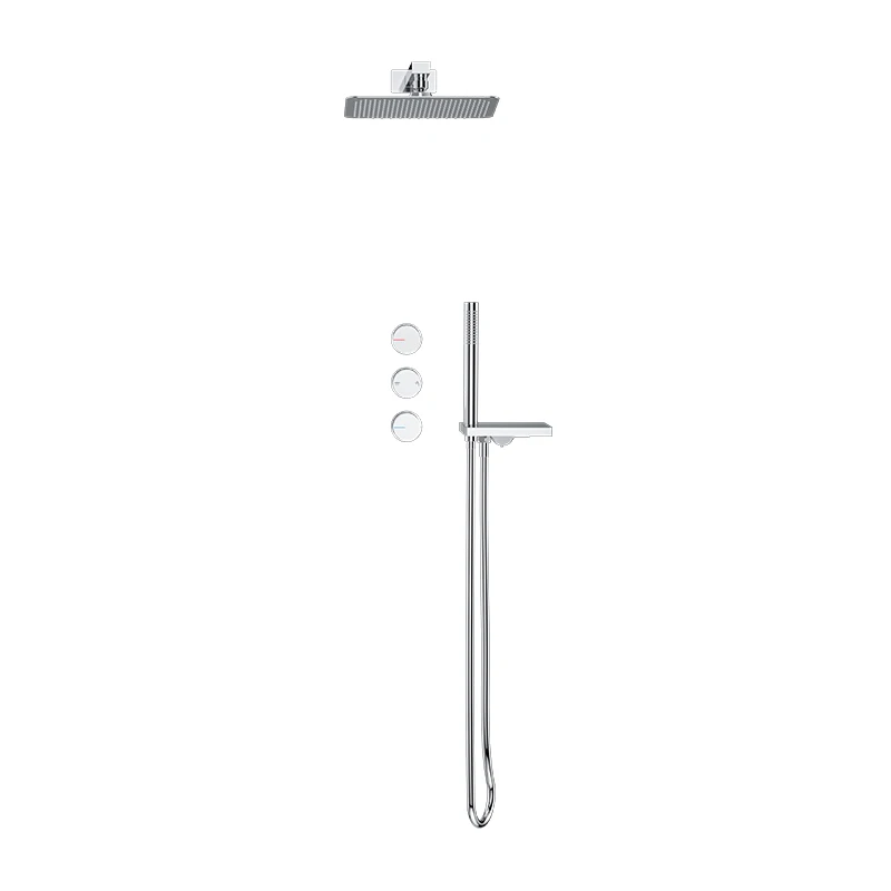 Minimalist Luxury Wall Mounted Rainfall Shower Head System 2 Way Matt Black Rain Shower Mixer Combo Set