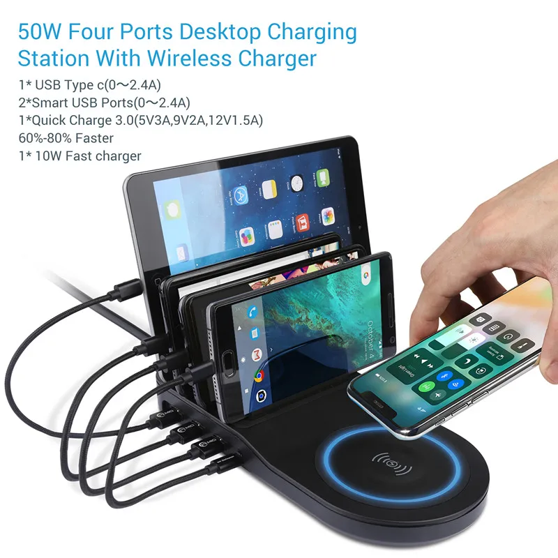 
Multiple Device Fast Charging Station 3 in1 Wireless Charger with QI and ETL Certification 