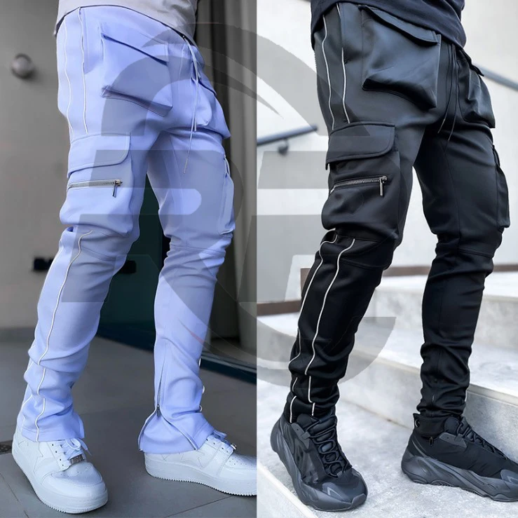 Mens Cargo Pants Gyms Fitness Sportswear Reflective Trouser Men Casual Jogger Pant Hip Hop Streetwear Joggers Sweatpants