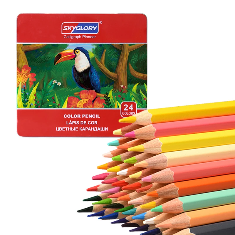 24 Pcs Colorful Pencil Set Student School Office Stationery Supplies Oily Colored Pencils