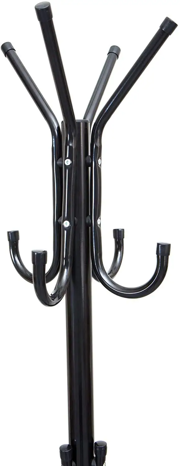 Standing Metal Coat Rack Hat Hanger 8 Hook Silver Hangers Robe Clothes