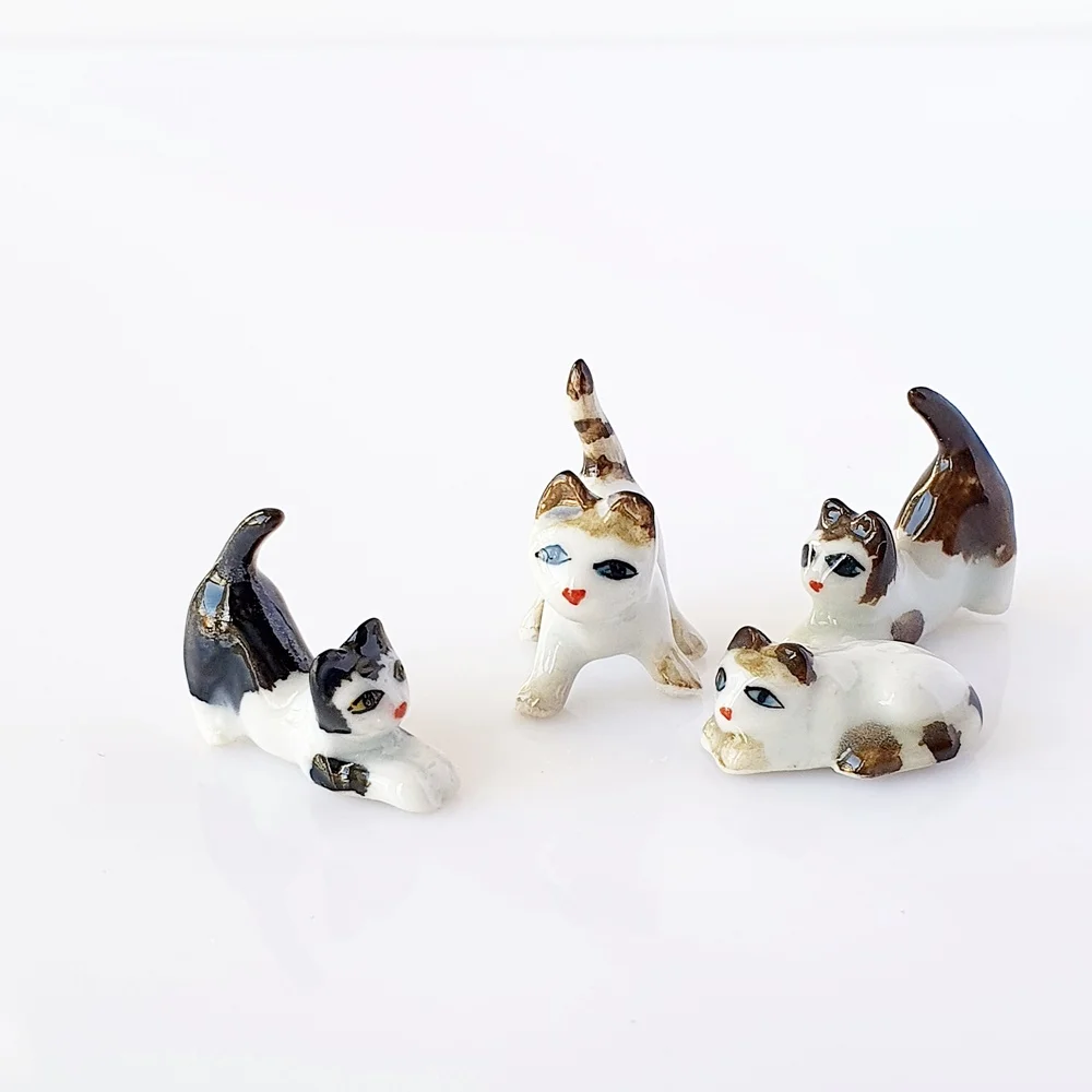 Dollhouse Miniatures Ceramic Figurine Animals Cat Kitten (4pcs / Set)