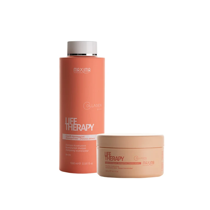 Made in Italy professional reconstruction hair mask and shampoo for brittle dry and damaged hair collagen shampoo