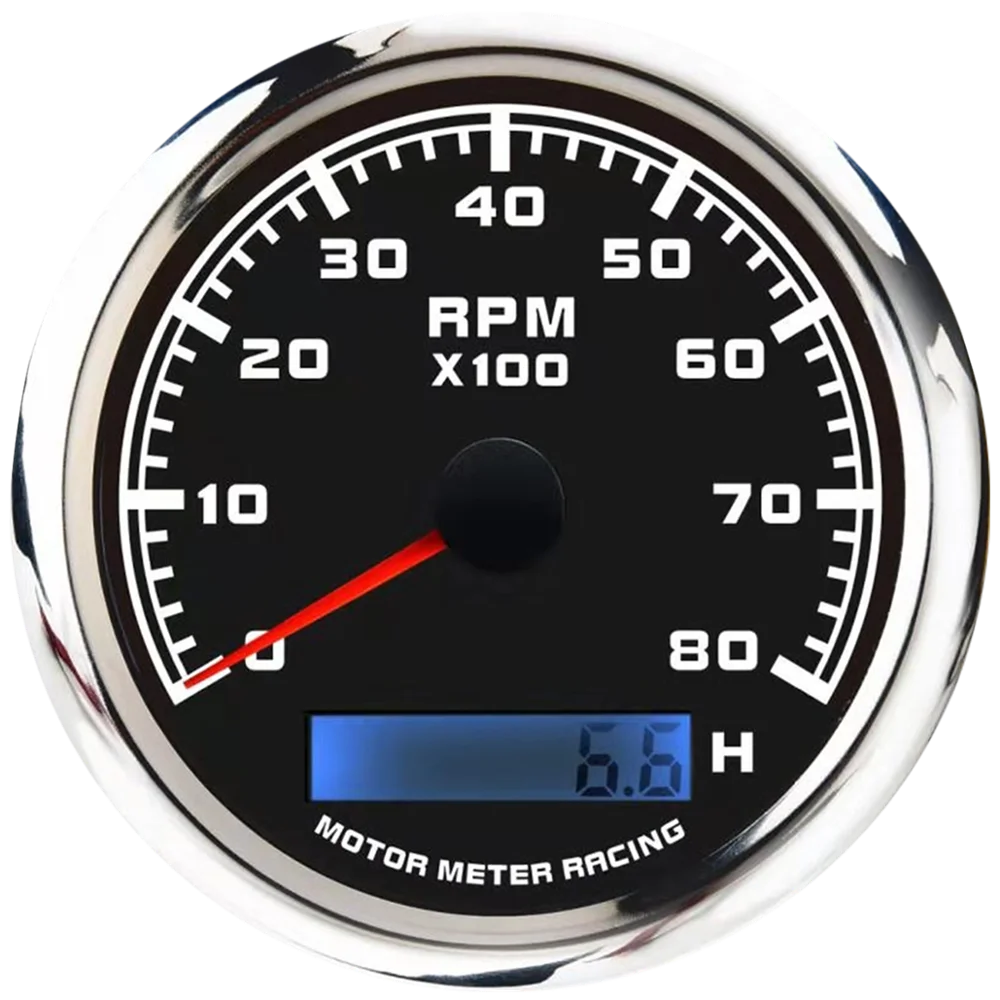 85 мм черный циферблат 8000 об/мин Электрический тахометр с счетчиком часов