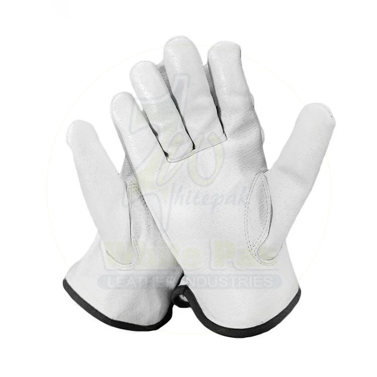 Premium Yellow Full Grain Cowhide Truck Driver Gloves with Wrist Closure Protective Leather Working Gloves