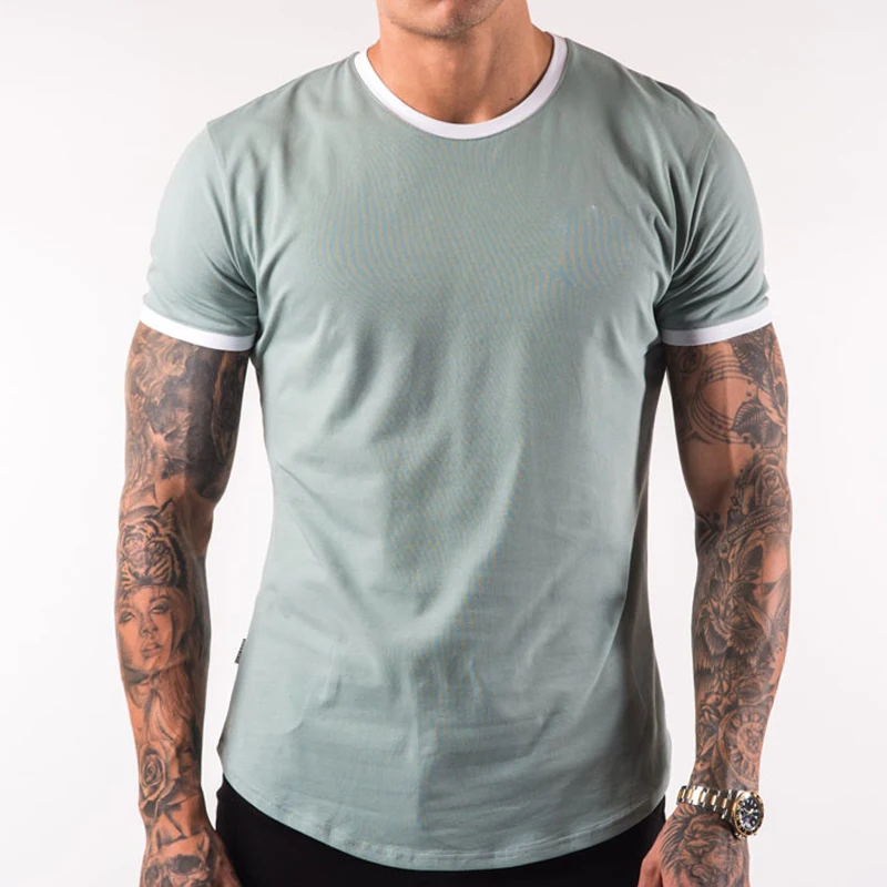 2022 Wholesale Men Shorts Set Summer Men Custom Mint Green Color Tshirt With Matching Shorts Cotton Twin Set