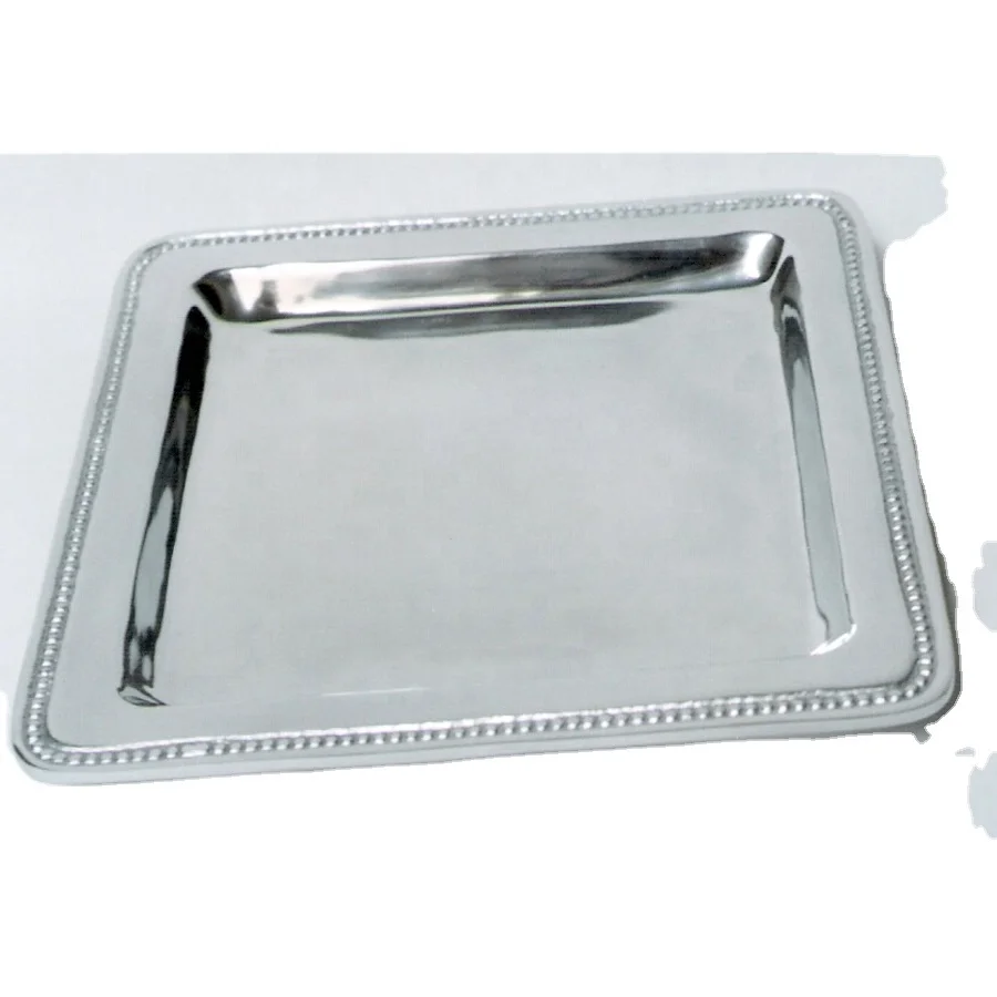 Aluminum Square Serving Tray Antique Plain Polished Platter Dinning Table Decorative Silver Serving Tray At Low Price