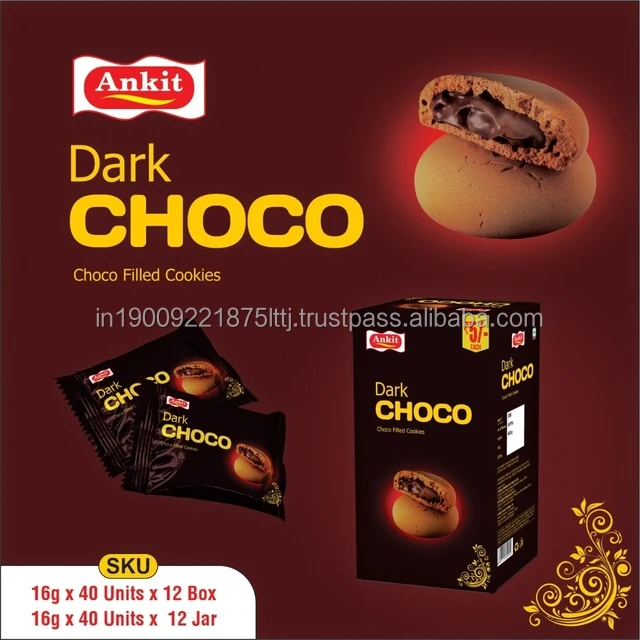 Chewy Dark Choco center filled Cookie at whole sale price 640gms/40 pieces with smooth creme pouch