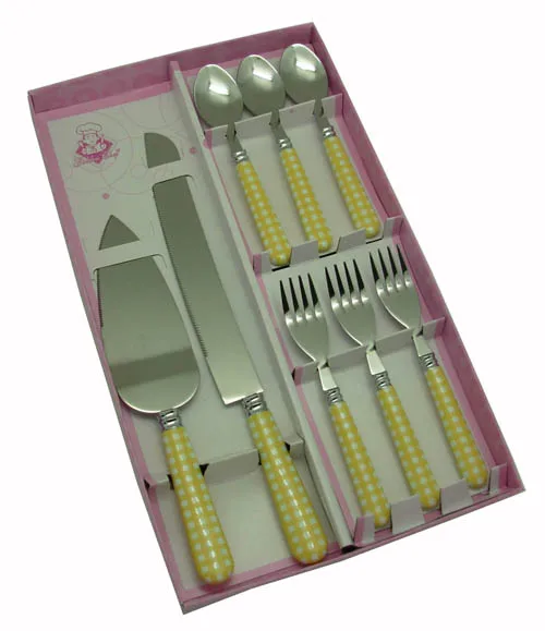 
Yangjiang Factory Wedding set printed PS handle stainless steel flatware cake shovel bread knife Cake server 