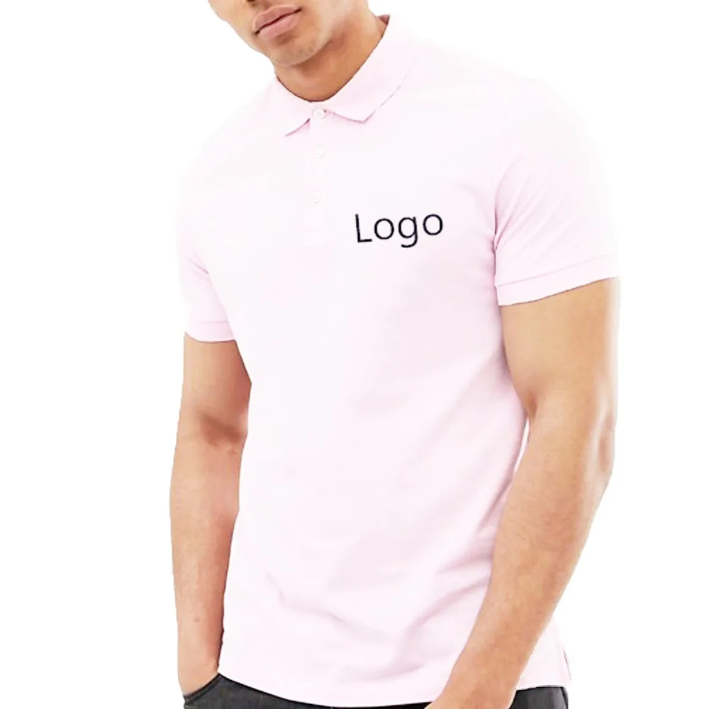 High Quality Pink Polo Shirt For Man Pique Cotton Poloshirt With Logo Uniform Polo shirt with custom logo and label printing
