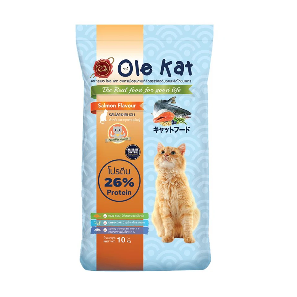 
 Ole Kat, сухой корм для кошек, лосося, 3 смешанных цвета, 10 кг  