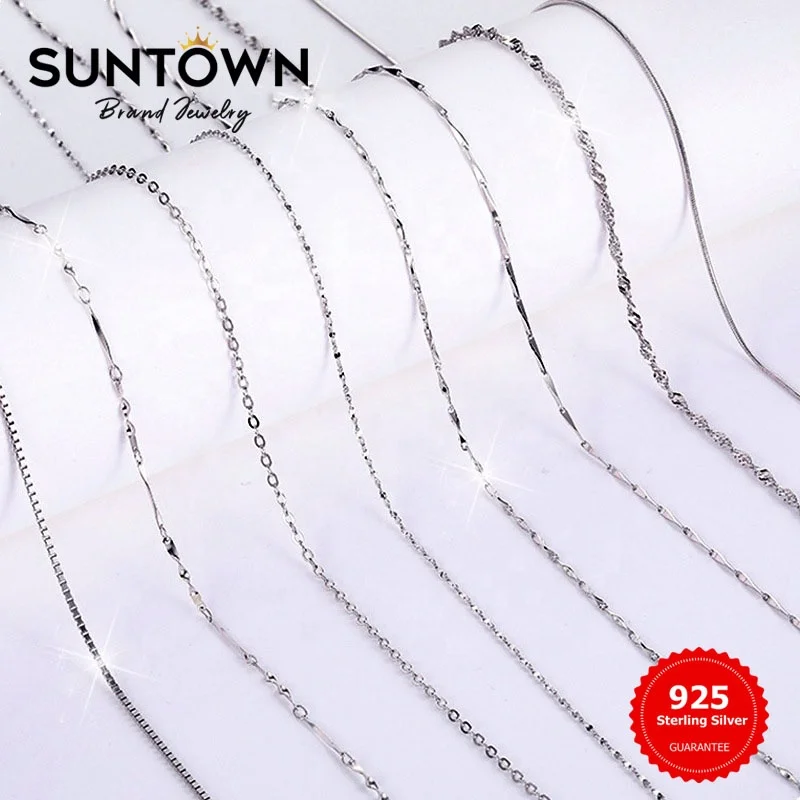 
Suntown Collar Plata 925 Sterling Silver Jewelry Stylish Adjustable Sterling Sliver Long Chains Silver Necklace Wholesale 