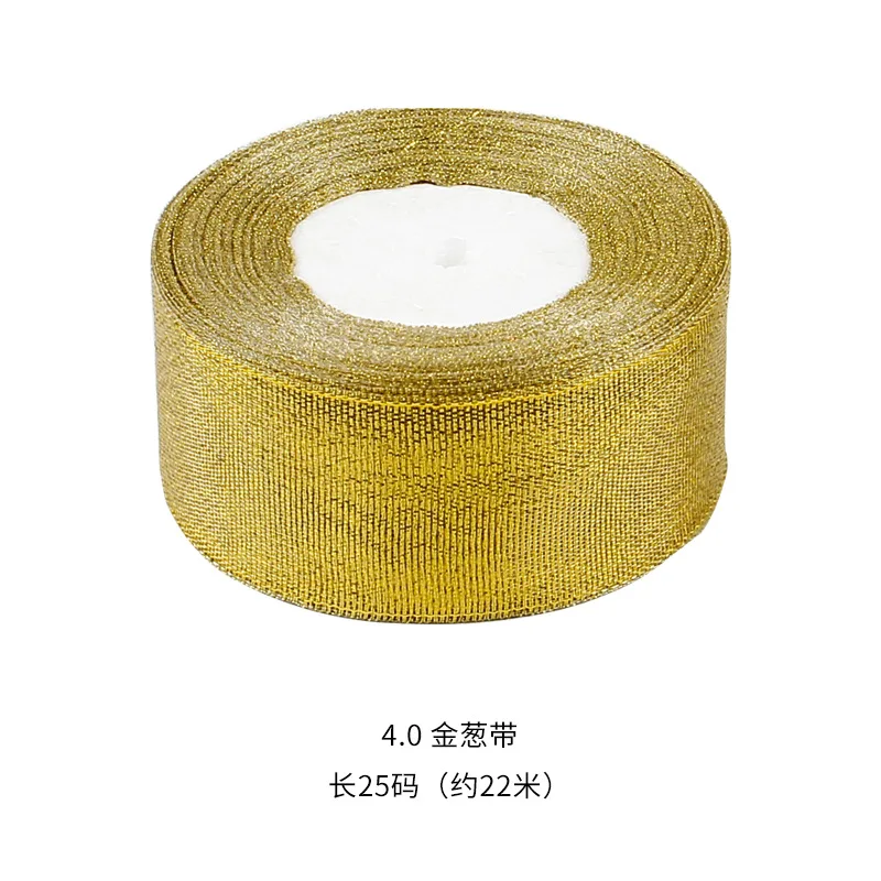 40mm 25Yards Gold Silver Pink Light Blue Red Black Glitter Metallic Ribbons for Christmas Wedding Birthday Party Gift Wrap